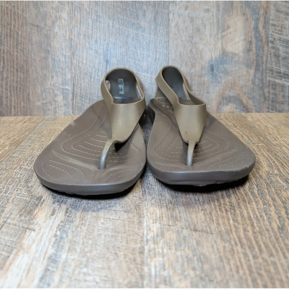 Crocs Serena Sexi Espresso Brown T-strap Thong Sandals Women's Size 9 Casual